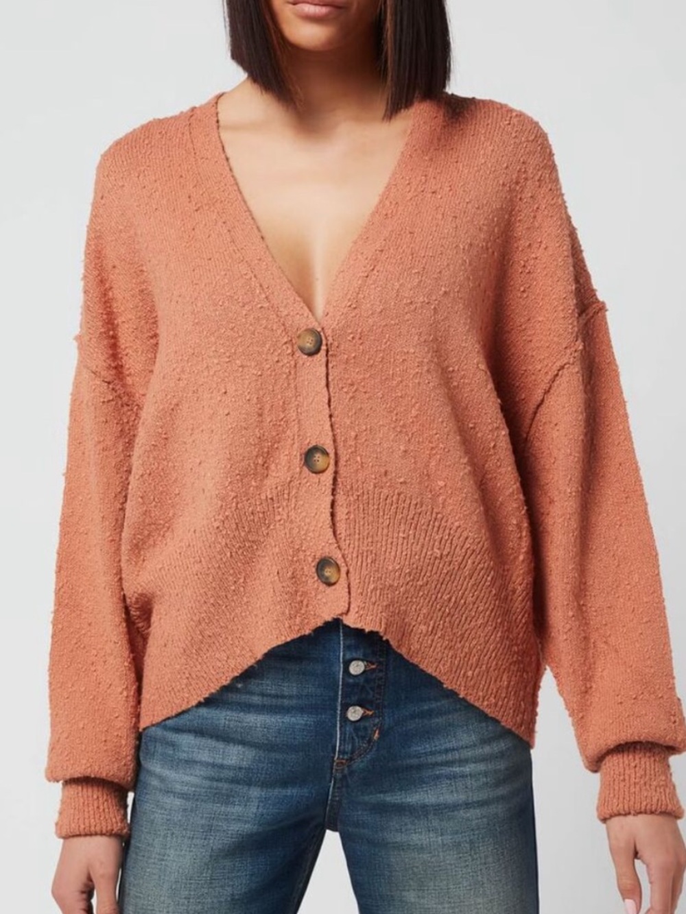 Free People Free My Friend Cotton Blend Boucle Cardigan